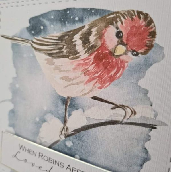 Watercolour Winter Robin handmade christmas card