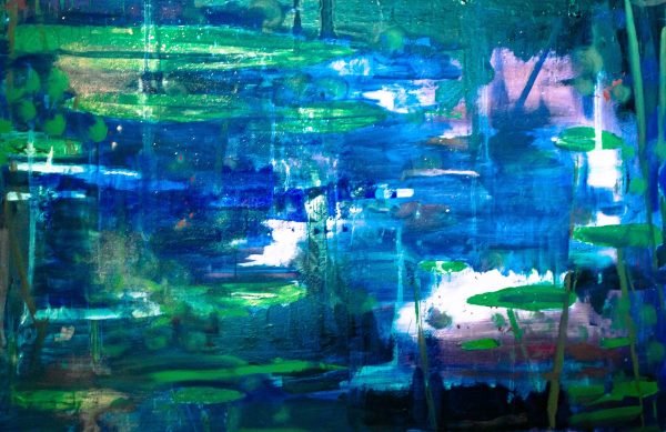 abstract painting of a lilly pond