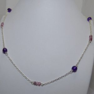 Amethyst and Pink Tourmaline Necklace