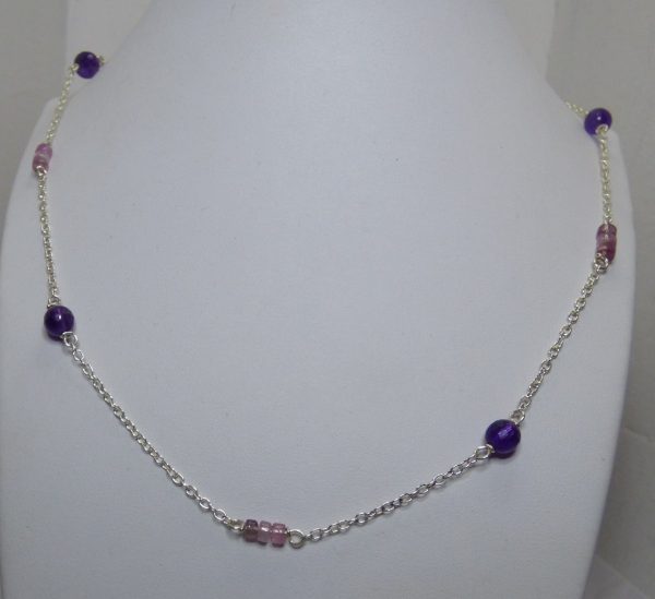 Amethyst and Pink Tourmaline Necklace