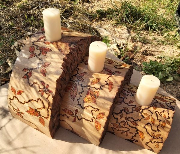 3 piece candle holder with engraving